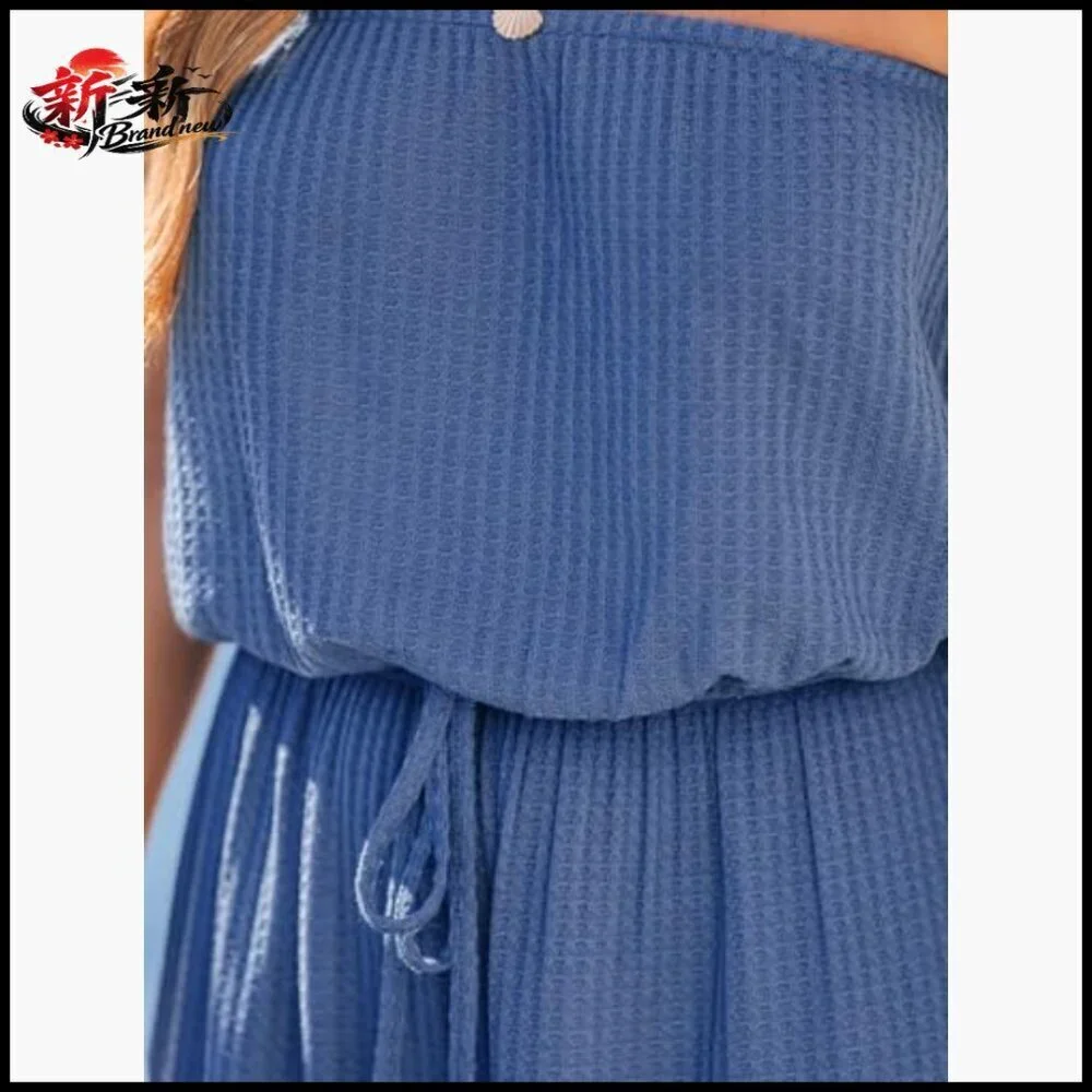 Sleeveless Jumpsuit with Elastic Waist and Wide Leg, 96% Polyester 4% Spandex